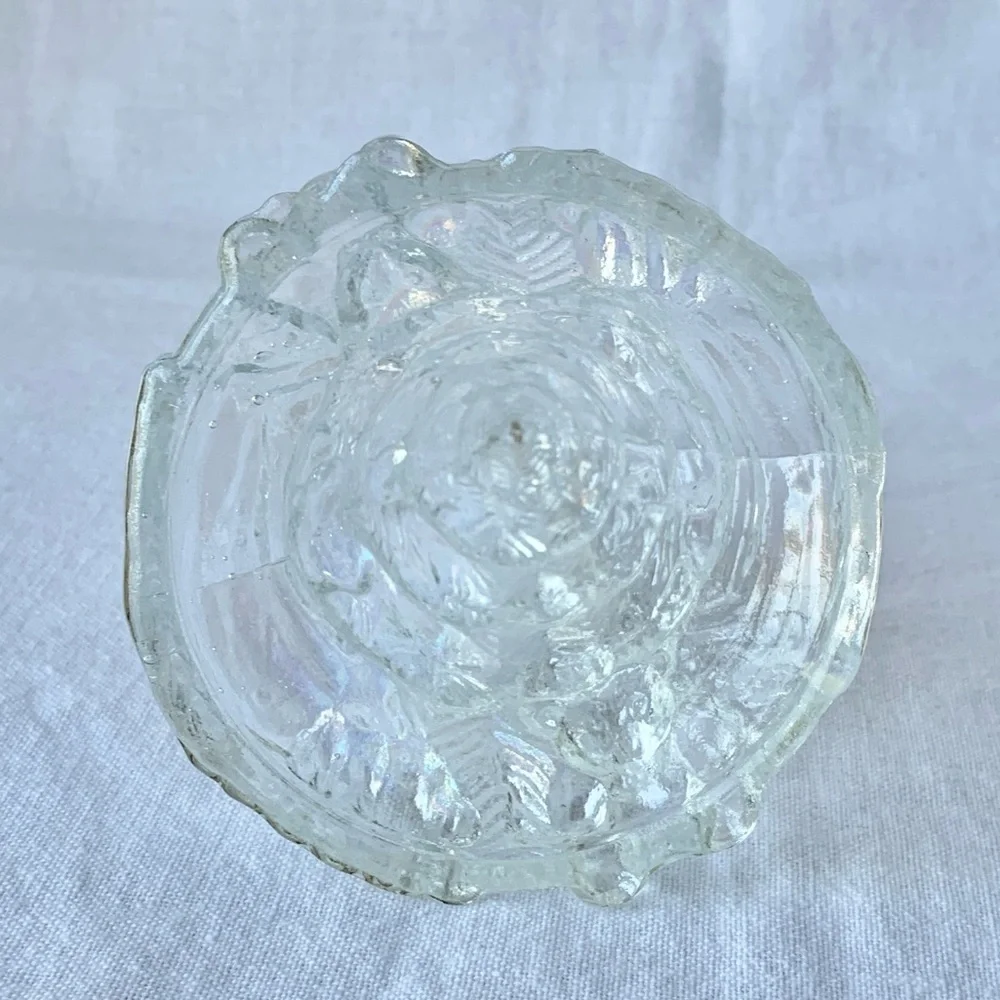 Carnival Iridescent Clear Glass Hollow Christmas Tree with Teddy Bear & Star